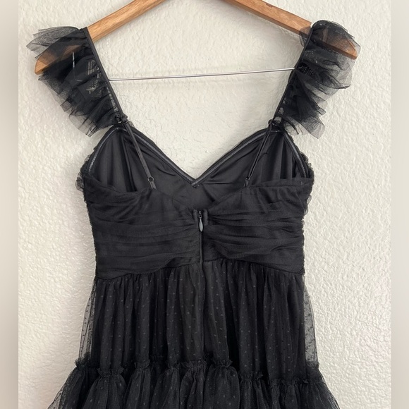 NWT Pure Radiance Black Mesh Swiss Dot Backless Tiered Maxi Dress - Picture 6 of 10